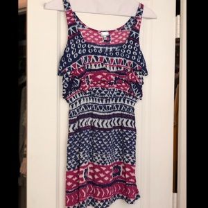 Pink and blue sun dress with ruffles